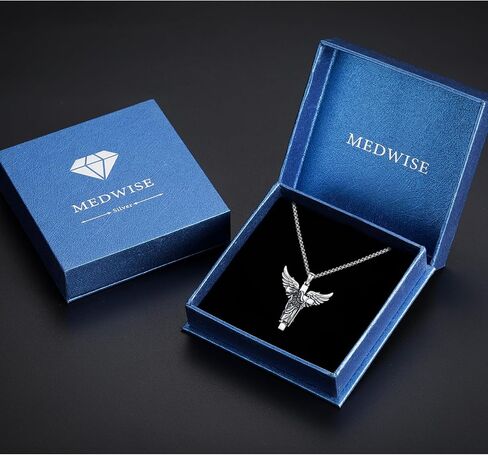 MEDWISE St Christopher Necklace Men 925 Sterling Silver Black Obsidian Saint Christopher Pendant Healing Crystal St.Christopher Necklace Protection Jewelry Gifts for Men Women in Saudi Arabia