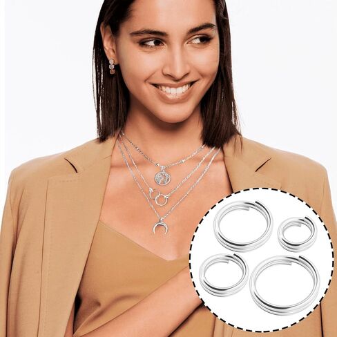 4 Pcs 925 Sterling Silver Split Jump Ring, Small Split Rings, Split Jump Rings for Key Rings, Jewelry Findings, Bracelet, Crafts (4/5/6/8mm) in Saudi Arabia