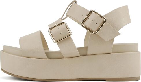 Soda “STELLAR" ~ Women Flatform Multi Strap Double Buckle Open Toe Ankle Strap Platform Wedge Sandals in Saudi Arabia