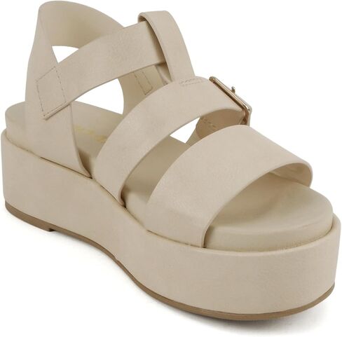 Soda “STELLAR" ~ Women Flatform Multi Strap Double Buckle Open Toe Ankle Strap Platform Wedge Sandals in Saudi Arabia
