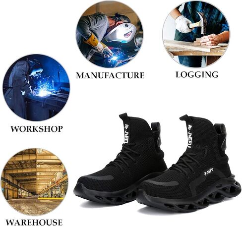 XUNRUO Work Safety Boots for Men and Women Steel Toe Lightweight Breathable Pull on Construction Boots in Saudi Arabia