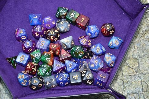 SmartDealsPro 6 x 7 Sets (42 pcs) Glitter Polyhedral Dice Sets with Pouches for DND RPG MTG Dungeon and Dragons Table Board Roll Playing Games D4 D8 D10 D12 D20 (Color 2) in Kuwait