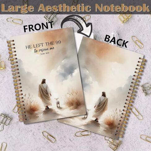 Christian Jesus Spiral Notebook 5.5x8.3, He Left the 99 to Rescue Me Lamb Journal, Jesus Christian Gifts for Women, Prayer Journal for Women, Bible Journaling Notebooks for Note Taking in Kuwait