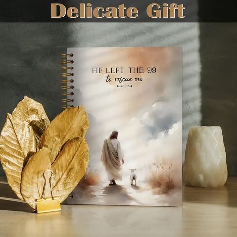 Christian Jesus Spiral Notebook 5.5x8.3, He Left the 99 to Rescue Me Lamb Journal, Jesus Christian Gifts for Women, Prayer Journal for Women, Bible Journaling Notebooks for Note Taking in Kuwait