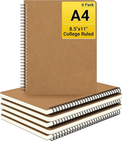 حكمت كلية EUSOAR College Notebook ، 6 حزم A4 11 "× 8.5" دفاتر اليومية المبطنة ، 120 صفحة/ 60 حلقة كمبيوتر محمول للنساء للنساء. in Kuwait