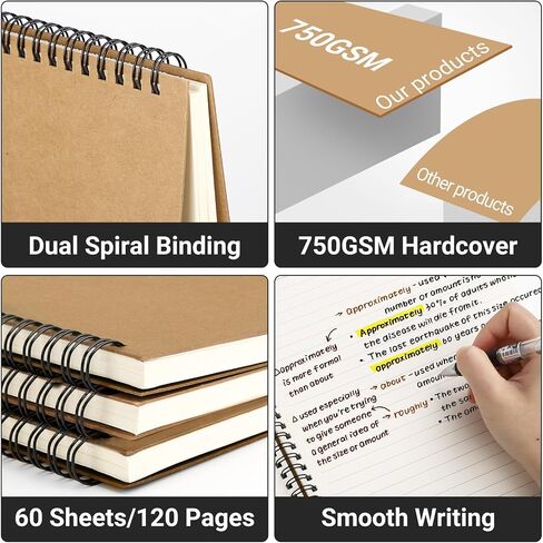 حكمت كلية EUSOAR College Notebook ، 6 حزم A4 11 "× 8.5" دفاتر اليومية المبطنة ، 120 صفحة/ 60 حلقة كمبيوتر محمول للنساء للنساء. in Kuwait