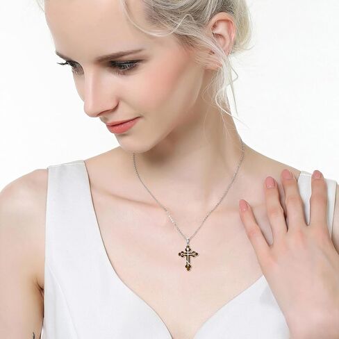 SIMONLY Eastern Orthodox Cross Necklace 925 Sterling Silver Russian Orthodox Pendant Necklace Religious Christian Jewelry in Kuwait