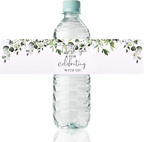 Wedding Water Bottle Labels Thank You, 50 Pcs Greenery Plant Water Bottle Wraps Sticker Water Bottle Labels for Birthday Baby Shower in Kuwait