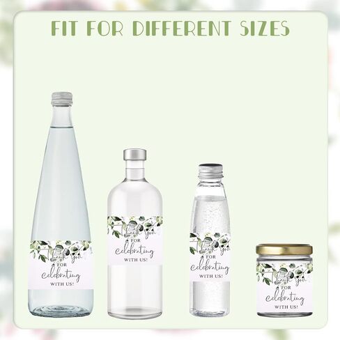 Wedding Water Bottle Labels Thank You, 50 Pcs Greenery Plant Water Bottle Wraps Sticker Water Bottle Labels for Birthday Baby Shower in Kuwait