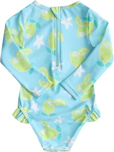 Aisyee Baby Girls One Piece Swimsuits Long Sleeve Rash Guard Swimshirts in Kuwait