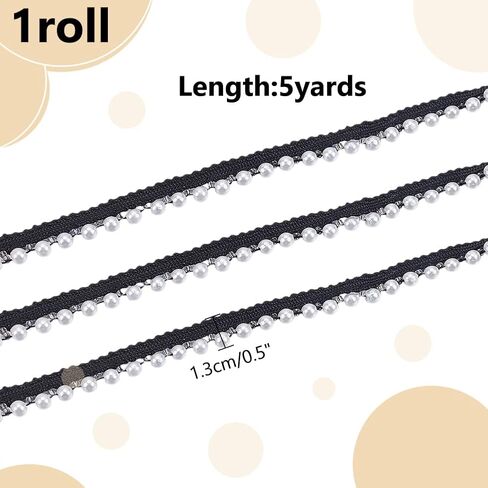 Wadorn 5 ياردة فو فو بيرل حبة الدانتيل ، لؤلؤة هامش حافة الدانتيل حافة الشريط ديي حرف الشريط لؤلؤة الدانتيل لخياطة فستان الحفل الزفاف الستائر ملحقات الملابس ، وردي in Kuwait