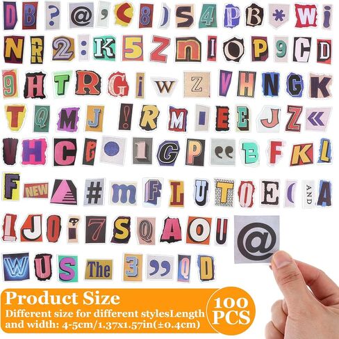 100pcs ملصقات رسائل عتيقة ، ملصقات للاصطدام للاصطدام ، ملصقات أبجدية مقاومة للماء ملصقات رسائل الفينيل لخلاصات سفر سفر تافهة كمبيوتر محمول ديكور المجلة in Saudi Arabia