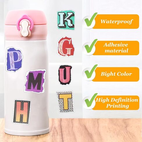 100pcs ملصقات رسائل عتيقة ، ملصقات للاصطدام للاصطدام ، ملصقات أبجدية مقاومة للماء ملصقات رسائل الفينيل لخلاصات سفر سفر تافهة كمبيوتر محمول ديكور المجلة in Saudi Arabia