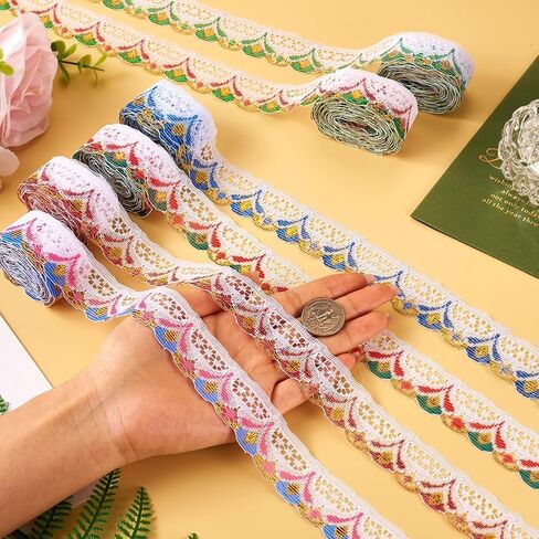 30 Yards 1-1/8 Inch Ethnic Polyester Lace Trim Flower Lace Ribbon Fabric Floral Lace for DIY Sewing Decoration Crafts in Saudi Arabia