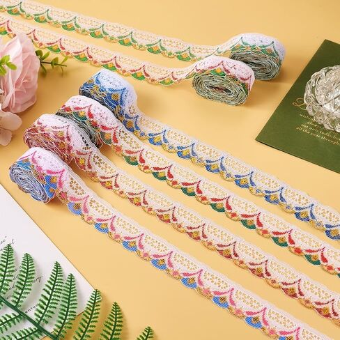 30 Yards 1-1/8 Inch Ethnic Polyester Lace Trim Flower Lace Ribbon Fabric Floral Lace for DIY Sewing Decoration Crafts in Saudi Arabia