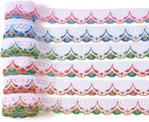 30 Yards 1-1/8 Inch Ethnic Polyester Lace Trim Flower Lace Ribbon Fabric Floral Lace for DIY Sewing Decoration Crafts in Saudi Arabia