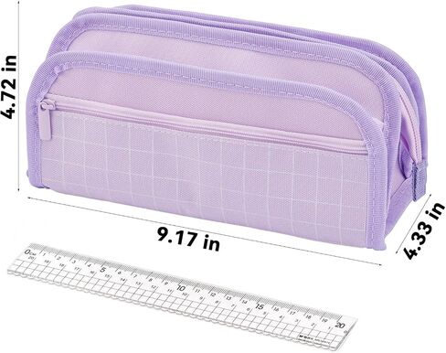 Pencil Case - Handheld Large Capacity Aesthetic Pencil Pouch with Strong Zipper, Hard Stationery Organizer Pen Case with Compartments for College, office, Travel, for Women Men(Purple) in Saudi Arabia