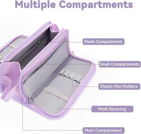 Pencil Case - Handheld Large Capacity Aesthetic Pencil Pouch with Strong Zipper, Hard Stationery Organizer Pen Case with Compartments for College, office, Travel, for Women Men(Purple) in Saudi Arabia