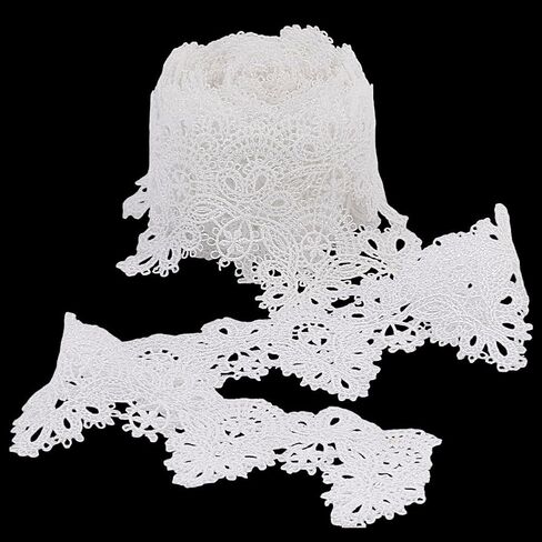 PH PandaHall 5 Yards Venice Lace Trim 2.4 inch Grey Lace Ribbon Wavy Flower Ribbon for Collar Decoration Gothic Lace for Sewing Chocker Making Embroidered Applique Neckline Dress Accessory Halloween in Kuwait