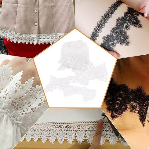 PH PandaHall 5 Yards Venice Lace Trim 2.4 inch Grey Lace Ribbon Wavy Flower Ribbon for Collar Decoration Gothic Lace for Sewing Chocker Making Embroidered Applique Neckline Dress Accessory Halloween in Kuwait