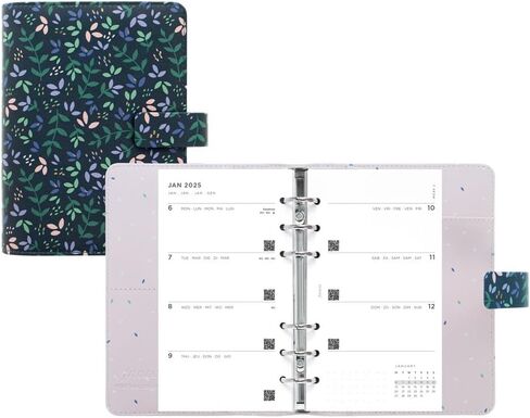 Filofax Garden Organizer, Personal Size, Dusk - Leather-Look, Gold Foil Accents, Six Rings, Week-to-View Calendar Diary, Multilingual, 2025 (C028713-25) in Saudi Arabia