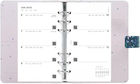 Filofax Garden Organizer, Personal Size, Dusk - Leather-Look, Gold Foil Accents, Six Rings, Week-to-View Calendar Diary, Multilingual, 2025 (C028713-25) in Saudi Arabia