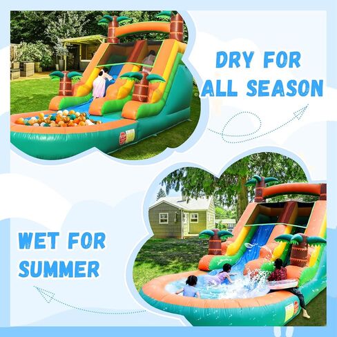 Commercial Inflatable Water Slide for Kids Adults,21FT(L) 100% PVC Giant Inflatable Pool Water Slide with 750W Blower,Big Splash Pool,Big Slide for Backyard Party Wet Dry in Kuwait