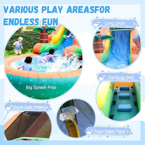 Commercial Inflatable Water Slide for Kids Adults,21FT(L) 100% PVC Giant Inflatable Pool Water Slide with 750W Blower,Big Splash Pool,Big Slide for Backyard Party Wet Dry in Kuwait