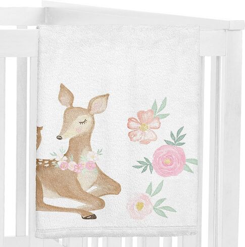 Sweet Jojo Designs Woodland Bunny Girl Milestone Blanket Monthly Newborn First Year Growth Mat Baby Shower Memory Keepsake Gift Picture - Blush Pink Mint Green Grey Boho Floral Watercolor Rose Flower in Kuwait