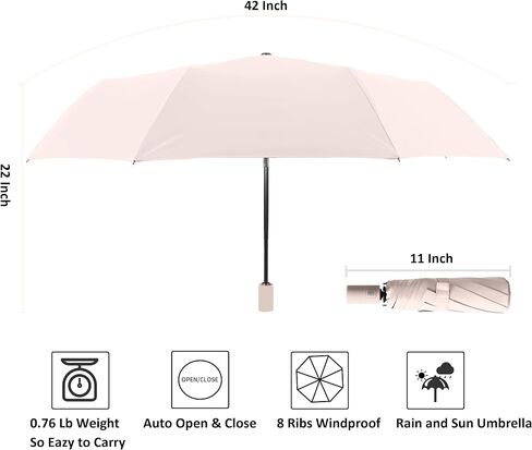 BAODINI Small UV Protection Travel Umbrella Compact for Rain and Sun UPF 50+ Windproof Portable 42 inch Umbrella for Women and Men in Saudi Arabia