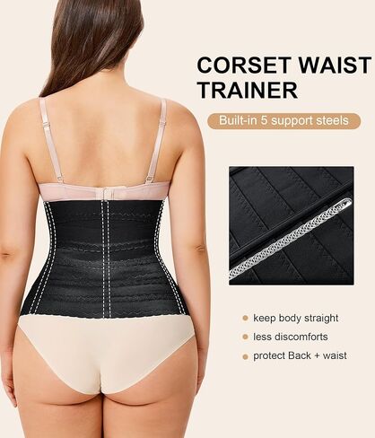 QACIVIQ Segmented Waist Trainer for Women Waist Cincher Shapewear for Women Tummy Control Workout Body Shaper Girdle in Kuwait