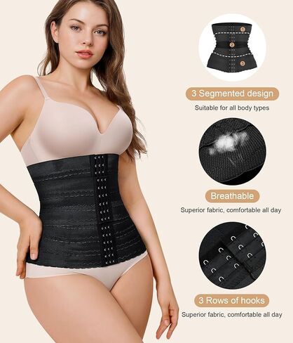 QACIVIQ Segmented Waist Trainer for Women Waist Cincher Shapewear for Women Tummy Control Workout Body Shaper Girdle in Kuwait