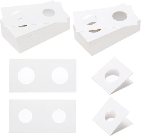 PATIKIL 2x2 Coin Flips, 200 Pack 27.5/37mm Cardboard Coin Holder Paper Coin Holders for Coin Collection Supplies Collector, White in Saudi Arabia