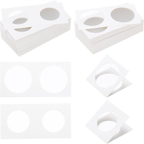 PATIKIL 2x2 Coin Flips, 200 Pack 27.5/37mm Cardboard Coin Holder Paper Coin Holders for Coin Collection Supplies Collector, White in Saudi Arabia