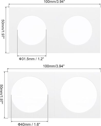 PATIKIL 2x2 Coin Flips, 200 Pack 27.5/37mm Cardboard Coin Holder Paper Coin Holders for Coin Collection Supplies Collector, White in Saudi Arabia
