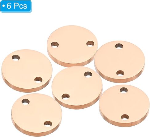 PATIKIL 22mm Steel Disc, 6Pcs Metal Stamping Blanks Tags Circle Round Pendants Metal Plate Connection Stainless Steel with 2 Holes for Laser Engraving Stamping Craft Name Tag, Silvery in Kuwait