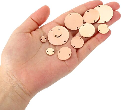 PATIKIL 22mm Steel Disc, 6Pcs Metal Stamping Blanks Tags Circle Round Pendants Metal Plate Connection Stainless Steel with 2 Holes for Laser Engraving Stamping Craft Name Tag, Silvery in Kuwait