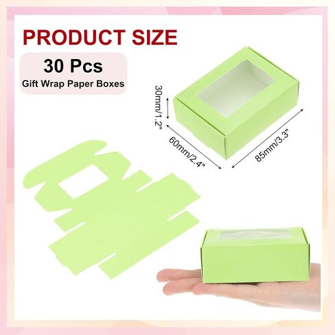 Patikil 3.4 "x2.4" × 1.2 "مربعات ورقية صغيرة مستطيل Kraft مع نافذة ، 30 حزمة الحزمة حلوى الحفل مربع الهدايا للصابون محلي الصنع ، حزب الزفاف لصالح ، تعبئة المجوهرات ، متعددة الألوان in Kuwait