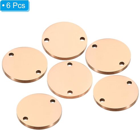 PATIKIL 22mm Steel Disc, 6Pcs Metal Stamping Blanks Tags Circle Round Pendants Metal Plate Connection Stainless Steel with 2 Holes for Laser Engraving Stamping Craft Name Tag, Silvery in Kuwait