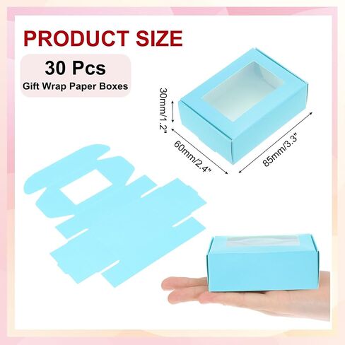 Patikil 3.4 "x2.4" × 1.2 "مربعات ورقية صغيرة مستطيل Kraft مع نافذة ، 30 حزمة الحزمة حلوى الحفل مربع الهدايا للصابون محلي الصنع ، حزب الزفاف لصالح ، تعبئة المجوهرات ، متعددة الألوان in Saudi Arabia