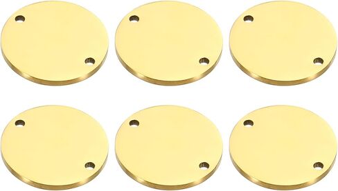 PATIKIL 22mm Steel Disc, 6Pcs Metal Stamping Blanks Tags Circle Round Pendants Metal Plate Connection Stainless Steel with 2 Holes for Laser Engraving Stamping Craft Name Tag, Silvery in Kuwait