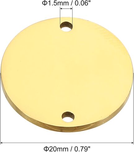 PATIKIL 22mm Steel Disc, 6Pcs Metal Stamping Blanks Tags Circle Round Pendants Metal Plate Connection Stainless Steel with 2 Holes for Laser Engraving Stamping Craft Name Tag, Silvery in Kuwait