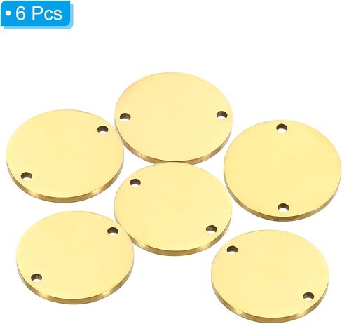 PATIKIL 22mm Steel Disc, 6Pcs Metal Stamping Blanks Tags Circle Round Pendants Metal Plate Connection Stainless Steel with 2 Holes for Laser Engraving Stamping Craft Name Tag, Silvery in Kuwait