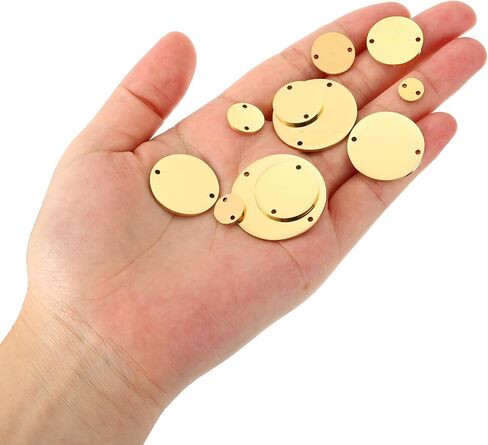 PATIKIL 22mm Steel Disc, 6Pcs Metal Stamping Blanks Tags Circle Round Pendants Metal Plate Connection Stainless Steel with 2 Holes for Laser Engraving Stamping Craft Name Tag, Silvery in Kuwait