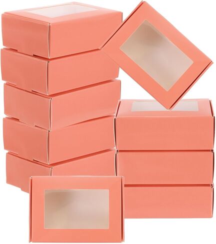 Patikil 3.4 "x2.4" × 1.2 "مربعات ورقية صغيرة مستطيل Kraft مع نافذة ، 30 حزمة الحزمة حلوى الحفل مربع الهدايا للصابون محلي الصنع ، حزب الزفاف لصالح ، تعبئة المجوهرات ، متعددة الألوان in Kuwait