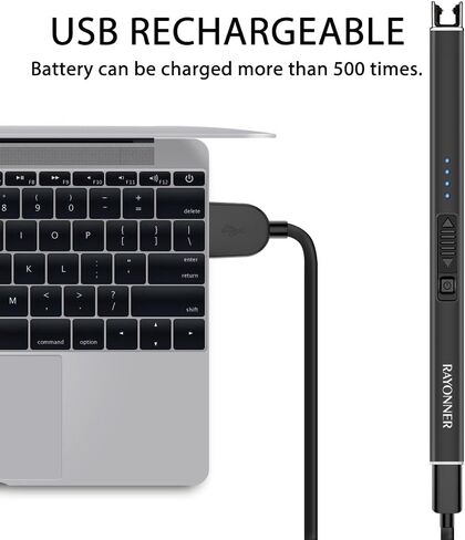 RAYONNER Electric Candle Lighter USB Plasma Arc Windproof Rose Gold | Rechargeable USB-C Windproof Flameless Safety Lock For Camping Grill Home Decor Gifts in Kuwait
