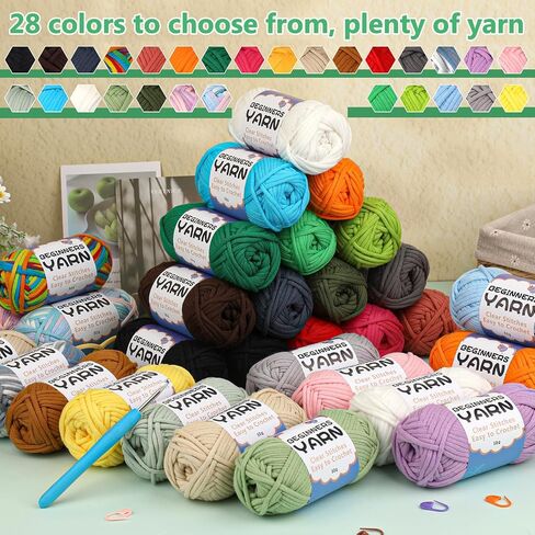 32 Pack Yarn for Beginner Crocheting, Beginner Yarn, Easy Yarn for Beginners, Crochet Yarn, Beginner Crochet Yarn with Easy-to-See Stitches Easy Yarn for Beginners Crochet Kit in Saudi Arabia