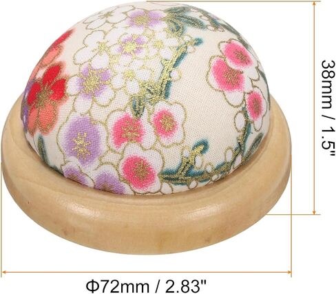 Harfington Pin Cushion قاعدة خشبية على الطراز الياباني حامل إبرة Pincushion لخياطة خياطة الإبرة الحرفية DIY ، نمط الأزهار البيضاء in Saudi Arabia
