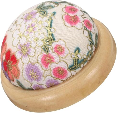 Harfington Pin Cushion قاعدة خشبية على الطراز الياباني حامل إبرة Pincushion لخياطة خياطة الإبرة الحرفية DIY ، نمط الأزهار البيضاء in Saudi Arabia