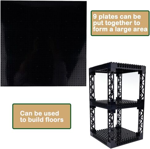 Brick 16x16 Plate 1/3 مع ثقوب ، حزمة إكسسوارات عمود الدبابيس ، Pixel Art Paints Base Classic Build Build Pressions and Pitch Sets - متوافقة مع 65803 (أسود) in Kuwait